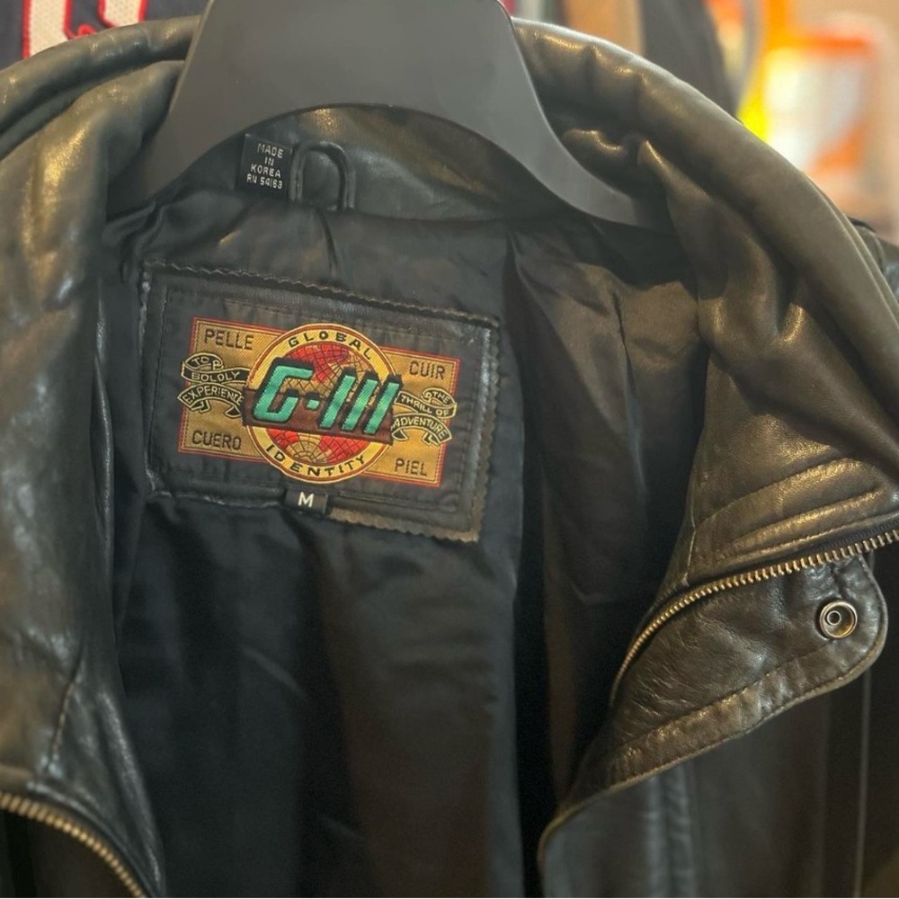 G-III Men’s Black Leather Bomber Jacket